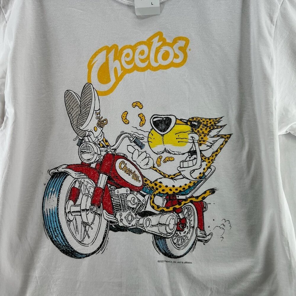 Cheetos Chester Cheetah Motorcycle Graphic Tee Men L Crewneck Short Sleeve White - Picture 4 of 10